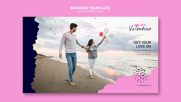 Free PSD valentine's day horizontal banner template