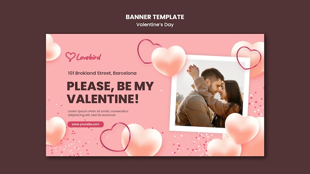 Valentine's day horizontal banner with photo