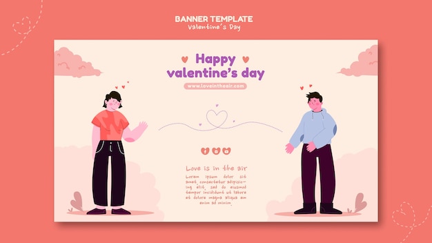 Valentine's day illustrated banner template