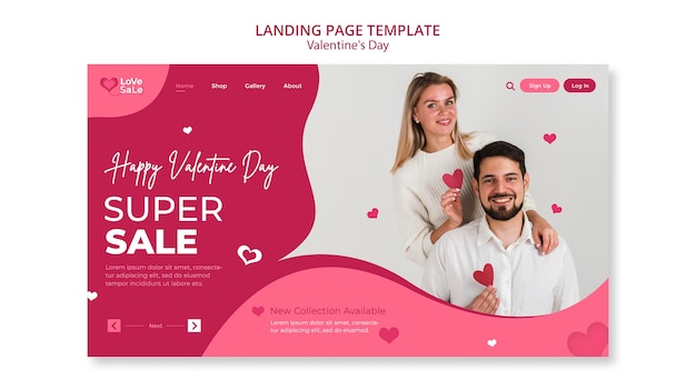 Free PSD valentine's day landing page template