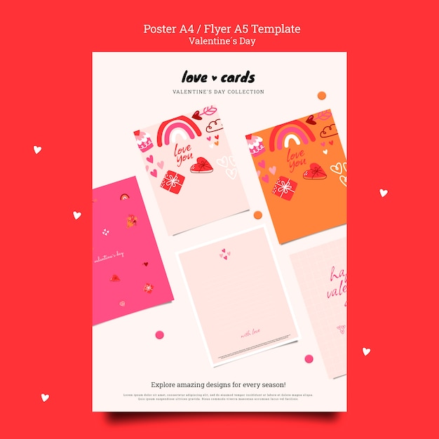 Free PSD valentine's day love cards a5 flyer