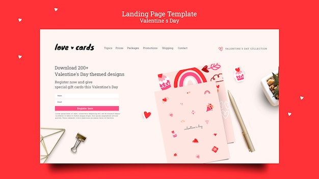 Free PSD valentine's day love cards landing page