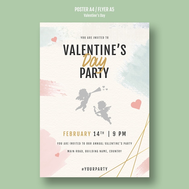 Free PSD valentine's day party invitation flyer