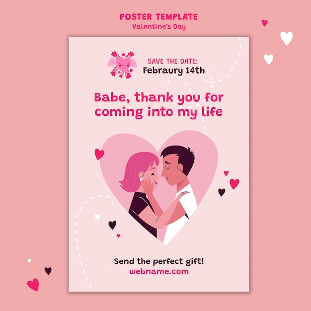 Valentine's day poster template illustrated