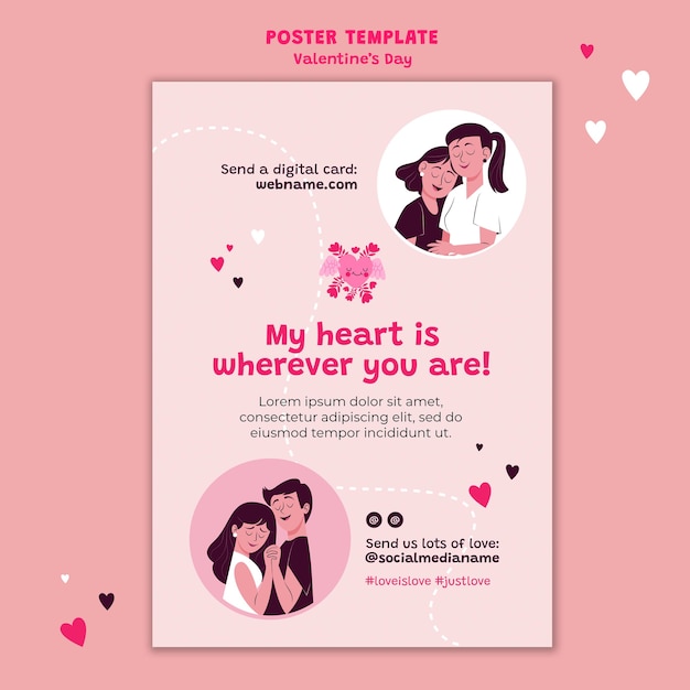 Valentine's day poster template illustrated