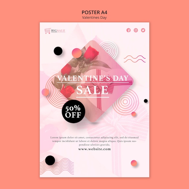 Free PSD valentine's day poster template with photo