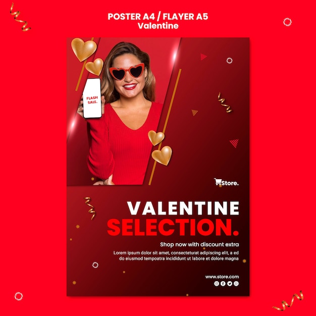 Free PSD valentine's day sales flyer template