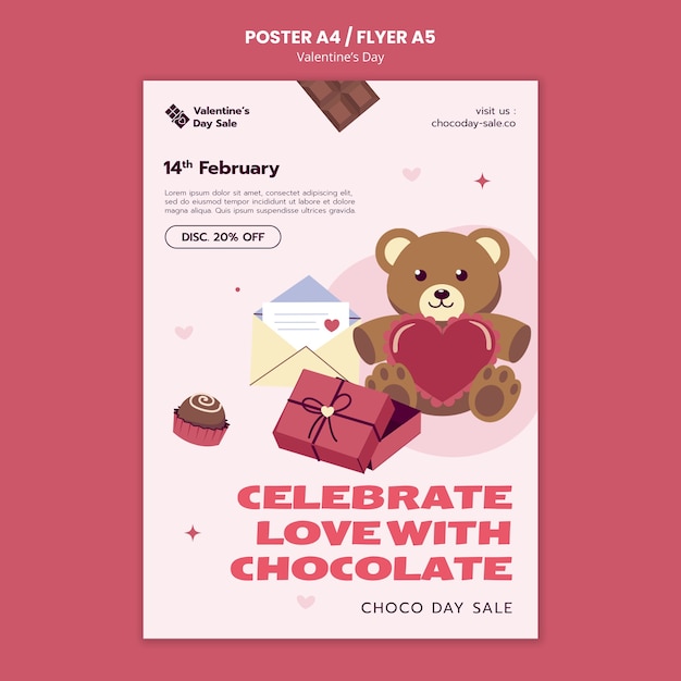 Free PSD valentine's day template design