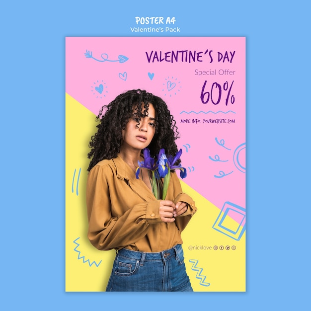 Free PSD valentine's day template flyer