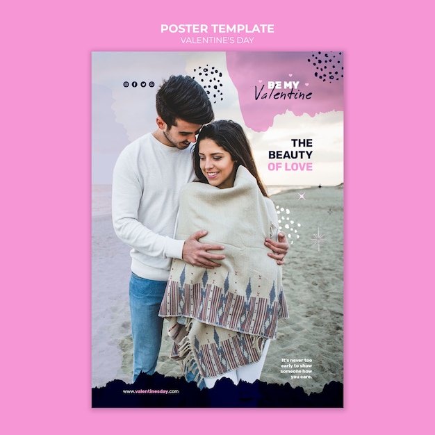 Free PSD valentine's day vertical poster template