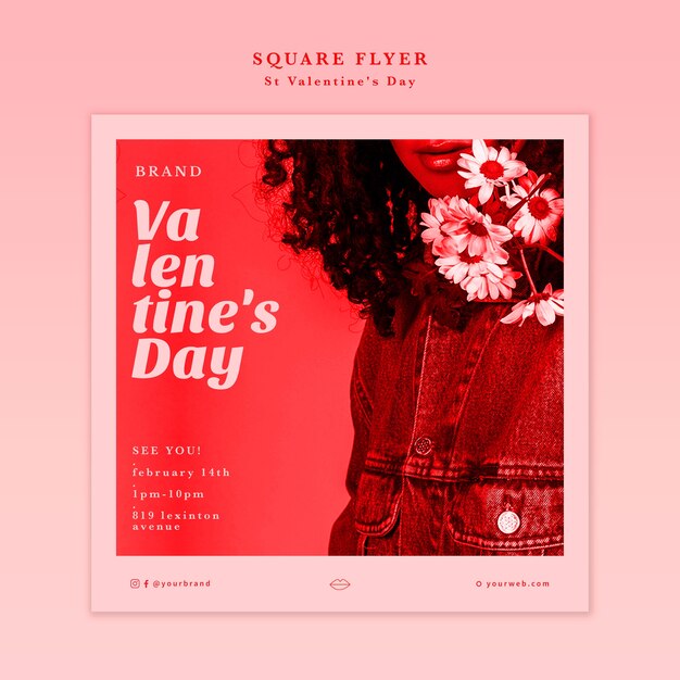 Valentine's day woman with flowers flyer