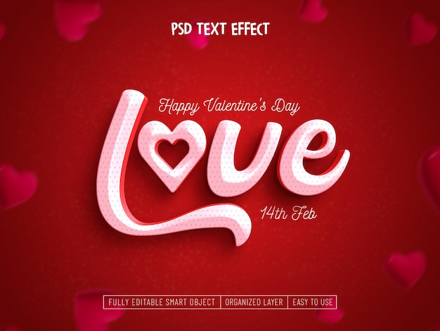 Free PSD valentine's love editable text effect