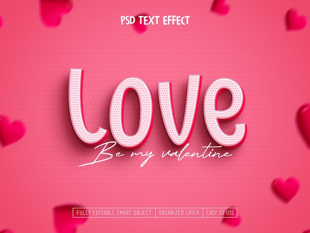 Free PSD valentine's love editable text effect