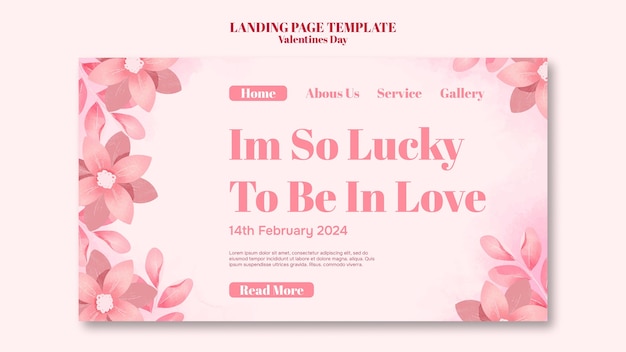 Free PSD valentines day celebration landing page