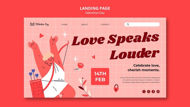 Free PSD valentines day celebration landing page