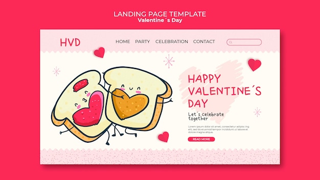 Free PSD valentines day celebration landing page