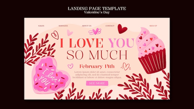 Free PSD valentines day celebration landing page