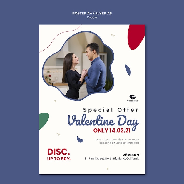 Valentines day couple flyer template