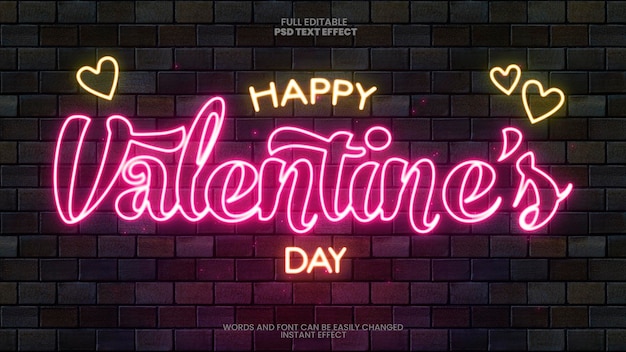 Free PSD valentines day neon text effect