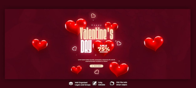 Free PSD valentines day and super sale facebook cover banner template