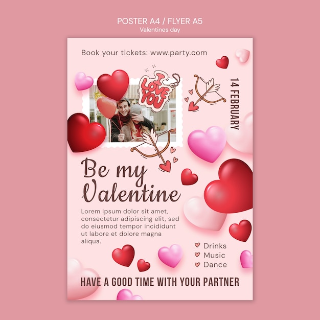 Free PSD valentines day template design