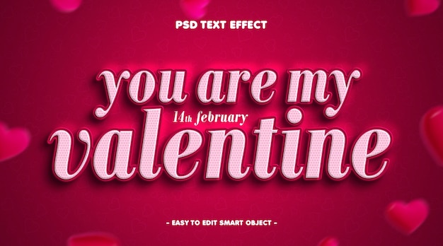 Free PSD valentines love editable text effect