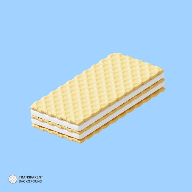 Free PSD vanilla wafer with cream icon isolated 3d render illustration