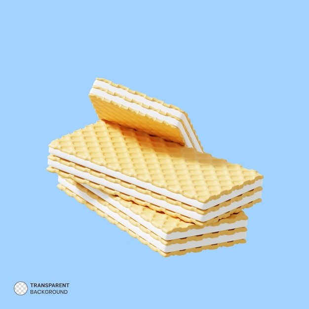 Free PSD vanilla wafer with cream icon isolated 3d render illustration