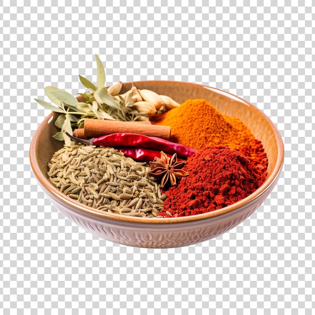 Free PSD various spice bowls on a transparent background