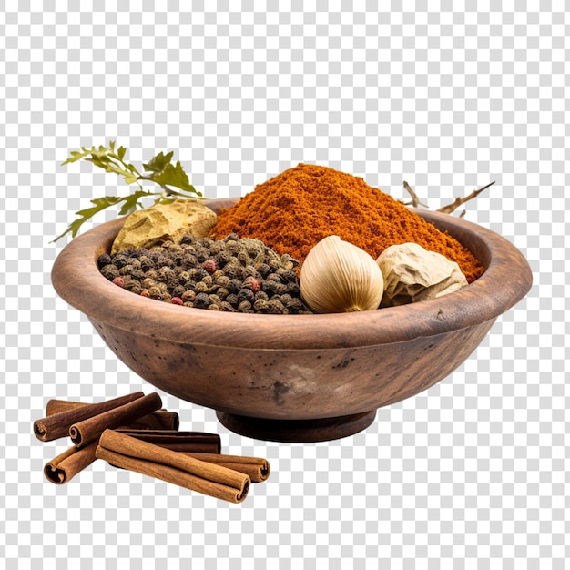 Free PSD various spice bowls on a transparent background