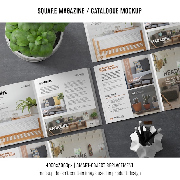 Free PSD various square magazine or catalogue mockups