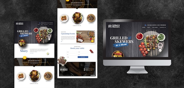 Various templates for moody food restaurant with screen