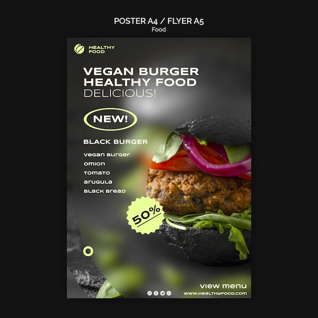 Free PSD vegan burger poster template