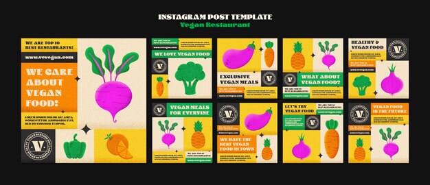 Free PSD vegan restaurant instagram posts