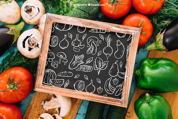 Free PSD vegetarian and slate mockup