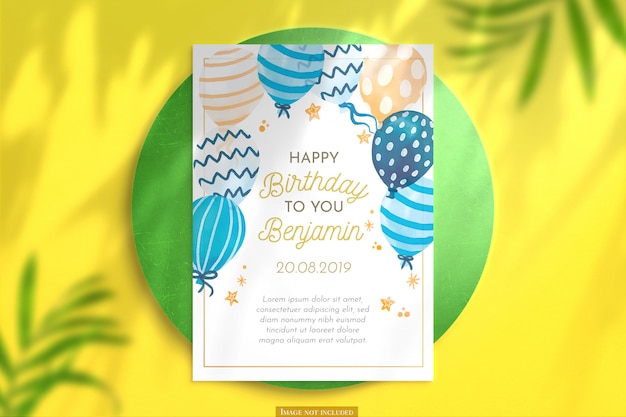 Free PSD vertical birthday card mockup