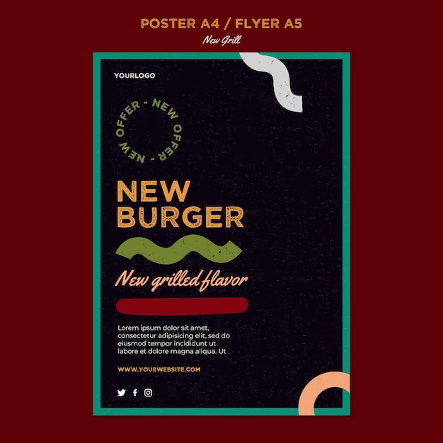 Free PSD vertical flyer for burger restaurant