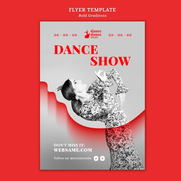 Free PSD vertical flyer for flamenco show with female dancer