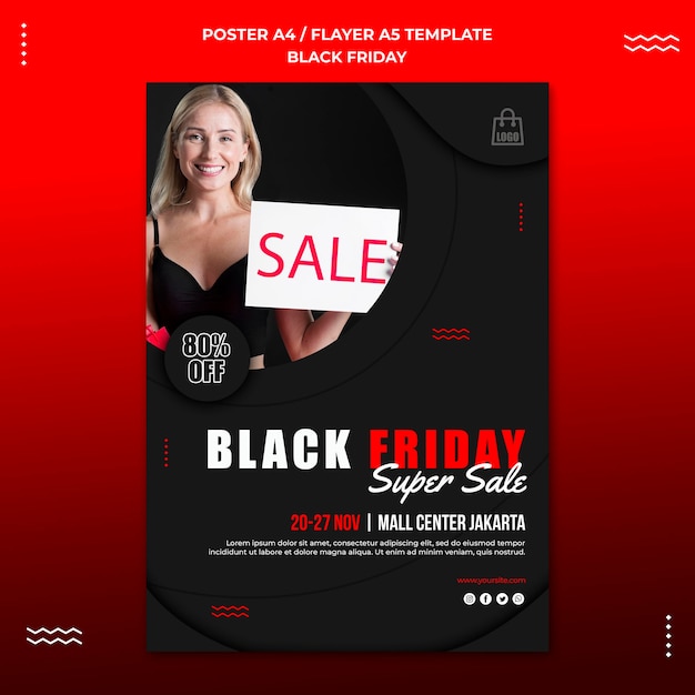 Vertical flyer template for black friday sale