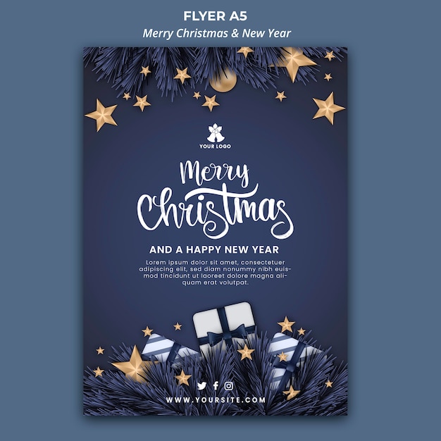 Vertical flyer template for christmas and new year