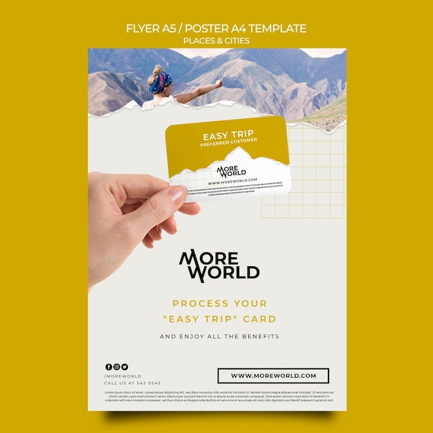 Free PSD vertical flyer template for cities and places traveling