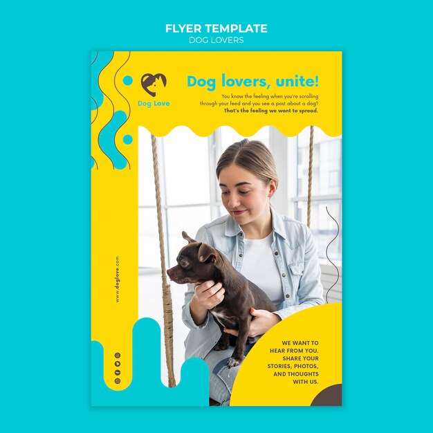 Vertical flyer template for dog lovers with female owner