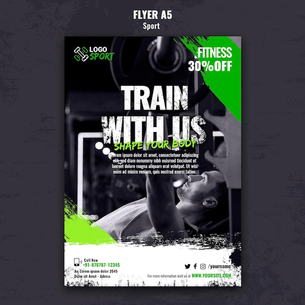 Free PSD vertical flyer template for exercise and gym training