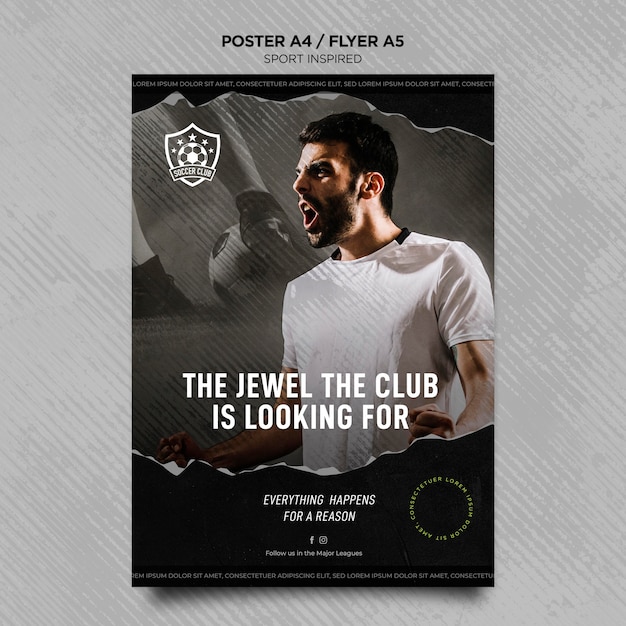 Free PSD vertical flyer template for football club