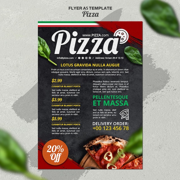 Vertical flyer template for italian pizza restaurant