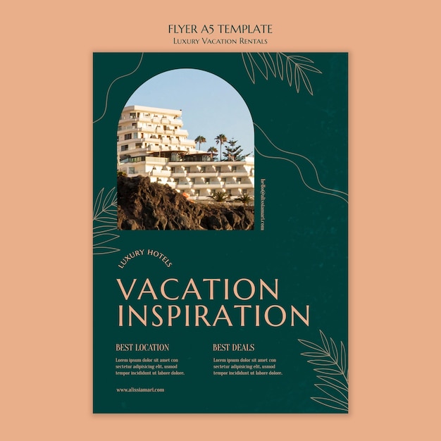 Free PSD vertical flyer template for luxury vacation rentals