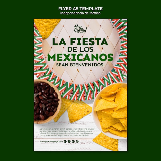 Free PSD vertical flyer template for mexico independence day celebration