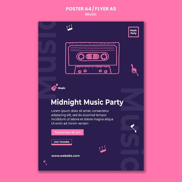 Free PSD vertical flyer template for music party