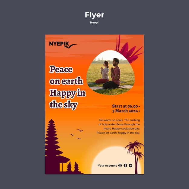 Free PSD vertical flyer template for nyepi celebration