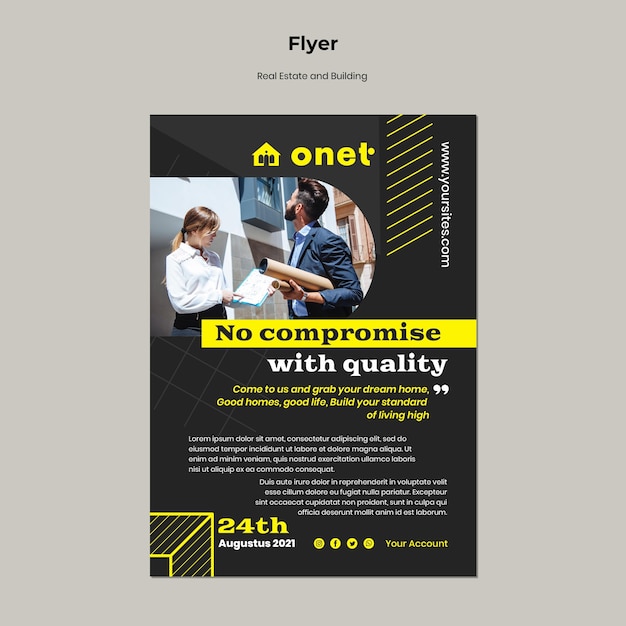 Vertical flyer template for real estate and building